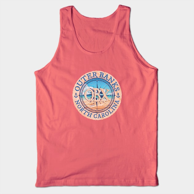 Outer Banks (OBX), North Carolina, with Beach and Wind Rose Tank Top by jcombs